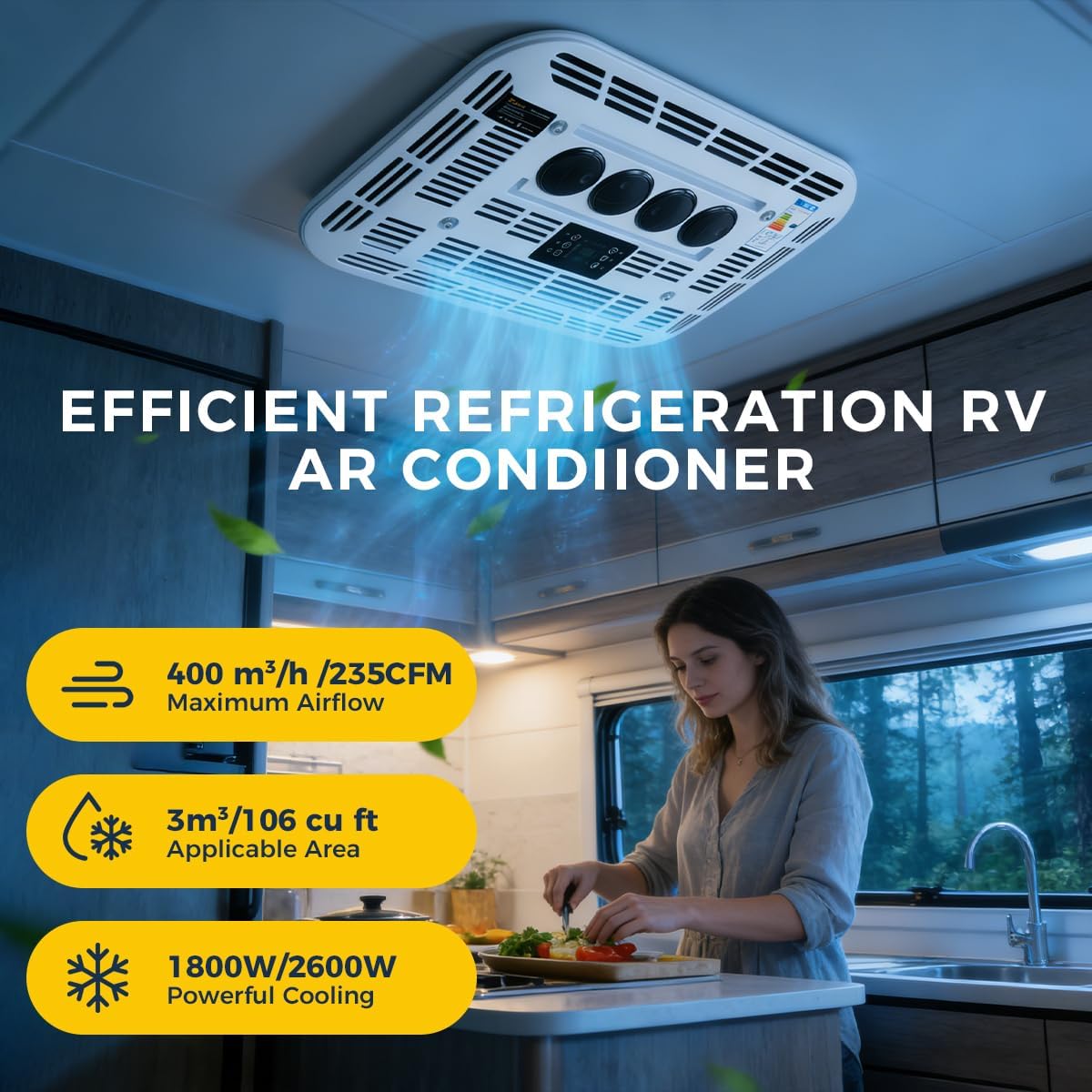 Dachklimaanlage Kühlung 12V 6000BTU 1,8kW Mehrere Modi Niederdruckschutz für Wohnmobil Wohnwagen LKW Camper Bagger