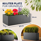 Blumenkasten 4er Set Ethica 80L 80x36x35cm Kunststoff Pflanzkasten mit Ablaufboden frostbeständig