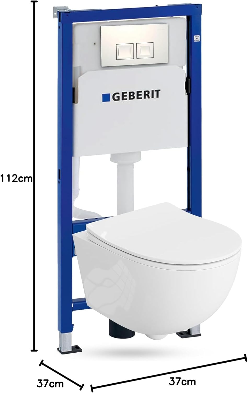 Vorwandelement WC Set DALIA Wand WC spülrandlos Tornado Spülsystem mit Soft-Close Sitz und Bedienplatte Weiß