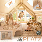 Aufblasbares Glamping-Zelt 72605 für 2–4 Personen 420D Oxford 4000–5000 mm mit Dachfenster und Luftpumpe