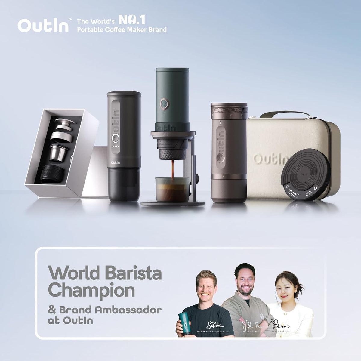 Espressomaschine tragbar Nano OTEM-01-SG-UK Akku USB-C Selbsterhitzung 20 Bar 2-in-1 Kapsel gemahlener Kaffee Space Grey