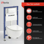 Vorwandelement WC Set DALIA Wand WC spülrandlos Tornado Spülsystem mit Soft-Close Sitz und Bedienplatte Weiß