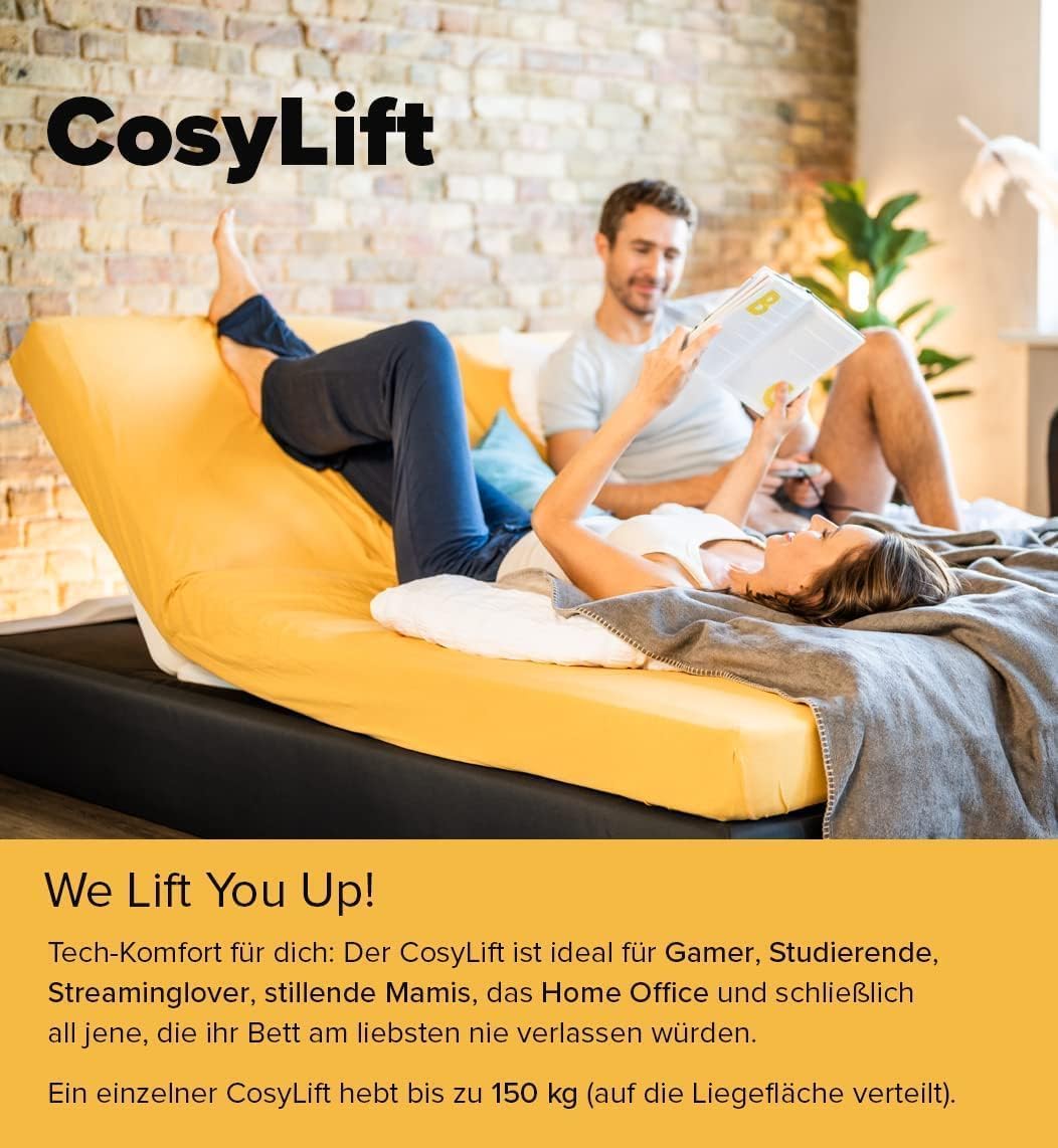 Elektrisch verstellbarer Bettlift CosyLift für Lattenrost & Boxspring mit Motor Handschalter 150 kg 102x70 cm