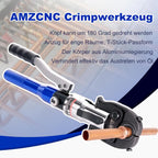 Hydraulische Rohrpresszange V und TH Kontur HT-1930 8T 80kN 12–32mm Pressbacken für Kupfer Edelstahl Verbundrohr Set
