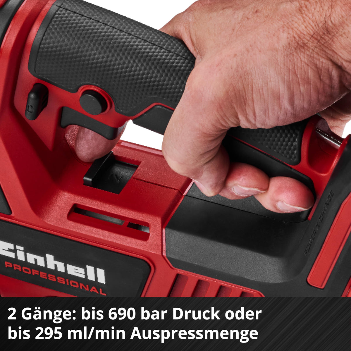 Akku Fettpresse TP-GR 18/690 Li 18 V 690 bar 295 ml/min 2 Gänge mit 120 cm Schlauch und Tragegurt ohne Akku