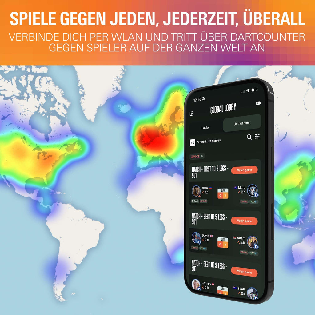 Dartscheiben-Kamerasystem Omni mit automatischer Punkterfassung LED-Ringlicht WLAN und DartCounter-App