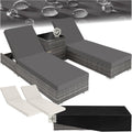 Gartenliege Set 2 Personen mit Tisch 403088 Aluminium Polyrattan Sonnenliegen 5-fach verstellbar inkl Schutzhülle Grau