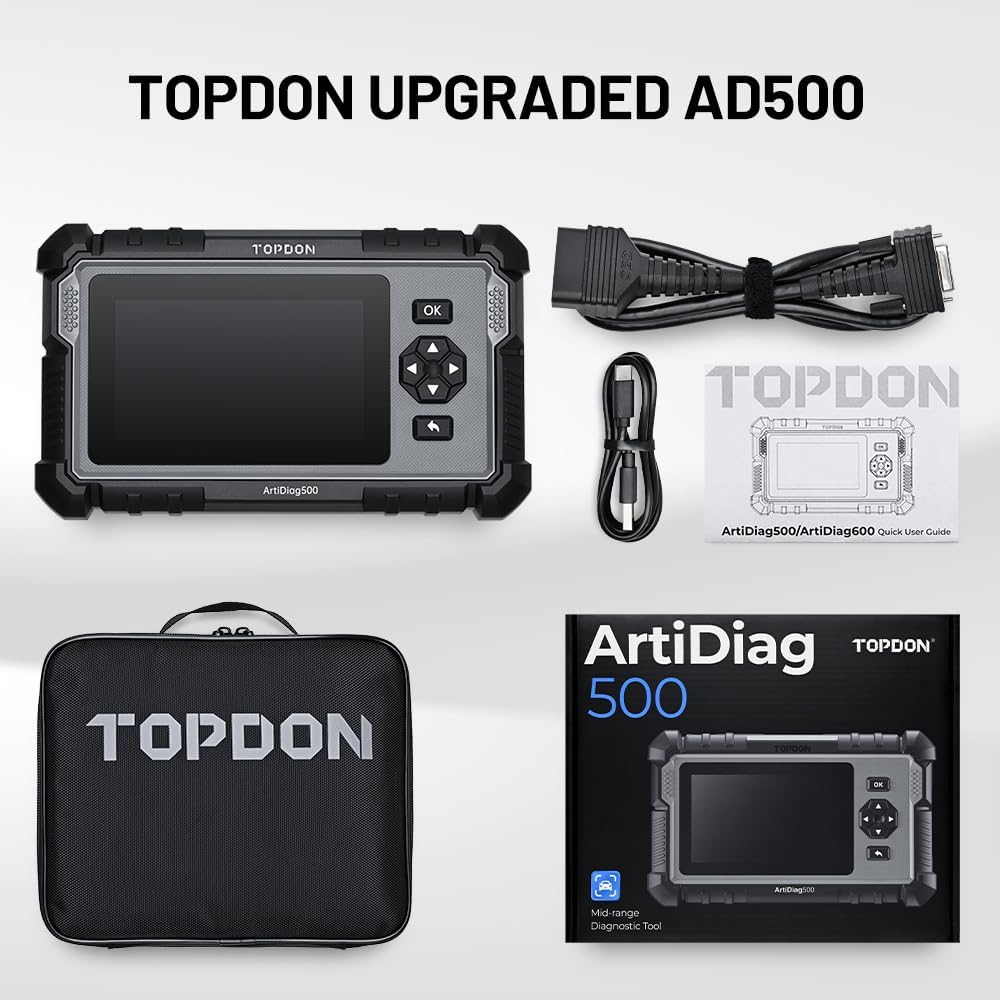 OBD2 Diagnosegerät ArtiDiag 500 4 Systeme Motor ABS SRS Getriebe 6 Service Funktionen AutoVIN Android 11 Kabel 5 Zoll