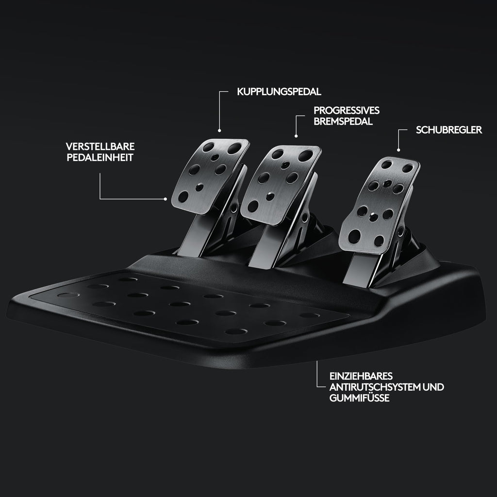 Gaming Rennlenkrad G29 mit 900° Lenkbereich Force Feedback Edelstahlpedalen und Leder-Lenkrad für PS5 PS4 PC Mac