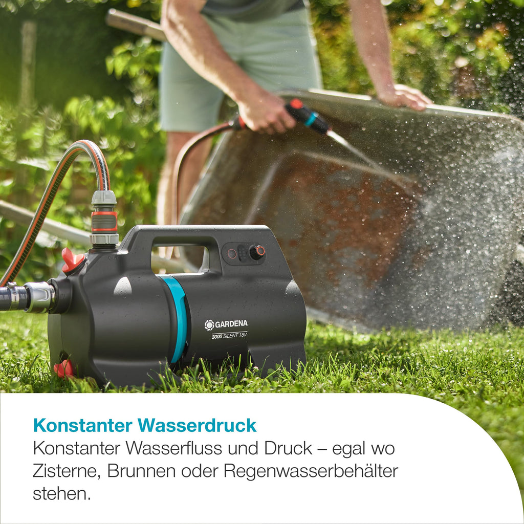 Akku-Gartenpumpe 3000 Silent 18V P4A 3000 l/h 14610-20 mit Akku und Ladegerät für Gartenbewässerung