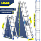 Aluminium Mehrzweckleiter 20 Sprossen 520 cm 150 kg ausziehbar Gelenkleiter Stehleiter Anlegeleiter