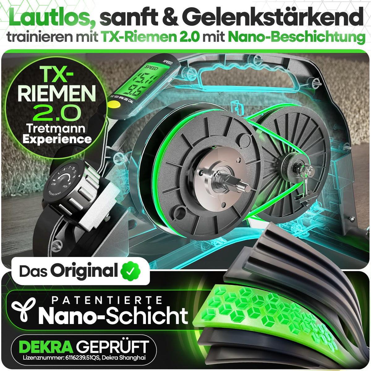 Pedaltrainer PT-HT-01 mit 16 Widerstandsstufen für Arm- und Beintraining mit Befestigungsband
