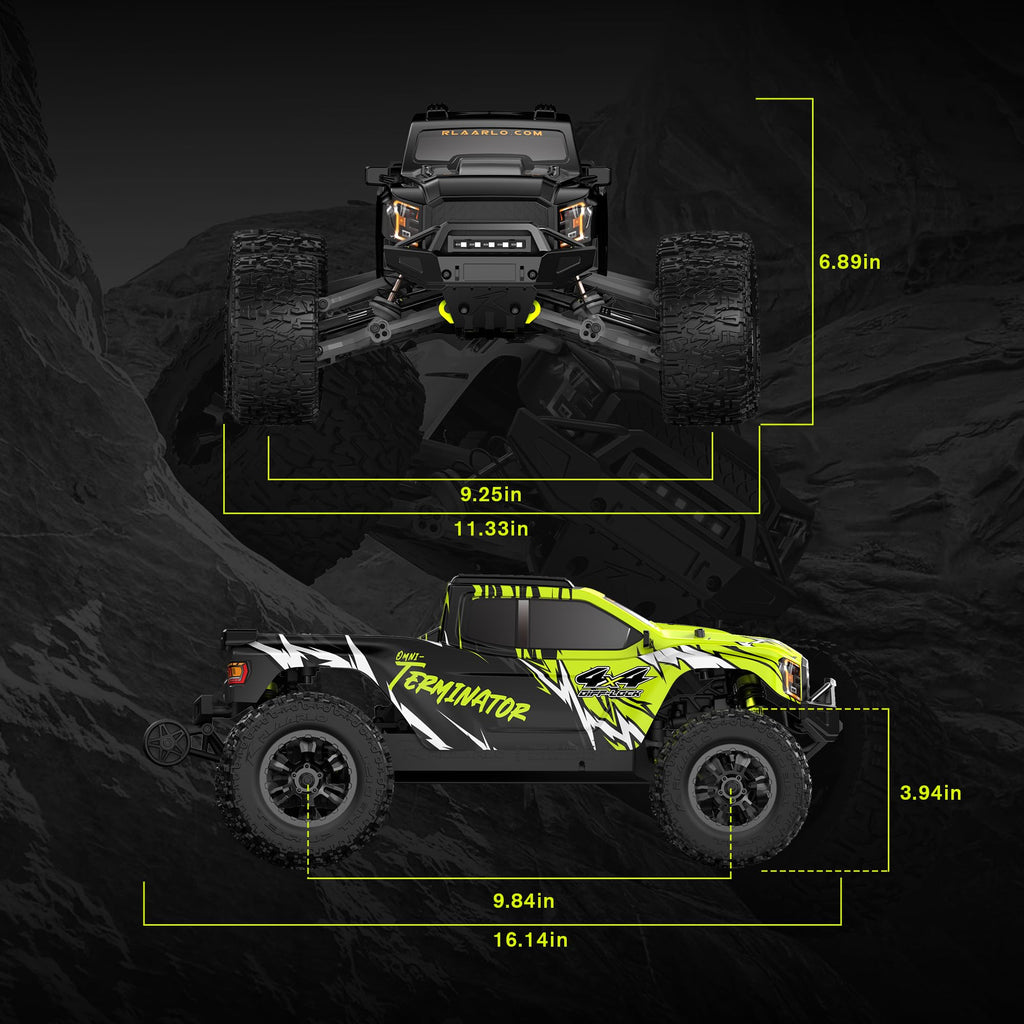 Brushless RC Monster Truck 1:10 4WD bis 50 km/h All-Terrain wasserdicht mit Carbonfaser und Fernsteuerung