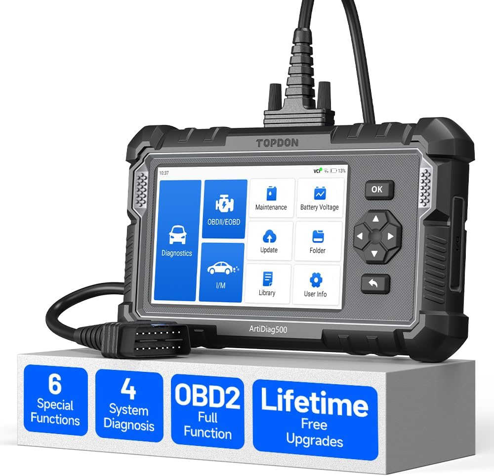 OBD2 Diagnosegerät ArtiDiag 500 4 Systeme Motor ABS SRS Getriebe 6 Service Funktionen AutoVIN Android 11 Kabel 5 Zoll
