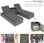 Gartenliege Set 2 Personen mit Tisch 403088 Aluminium Polyrattan Sonnenliegen 5-fach verstellbar inkl Schutzhülle Grau