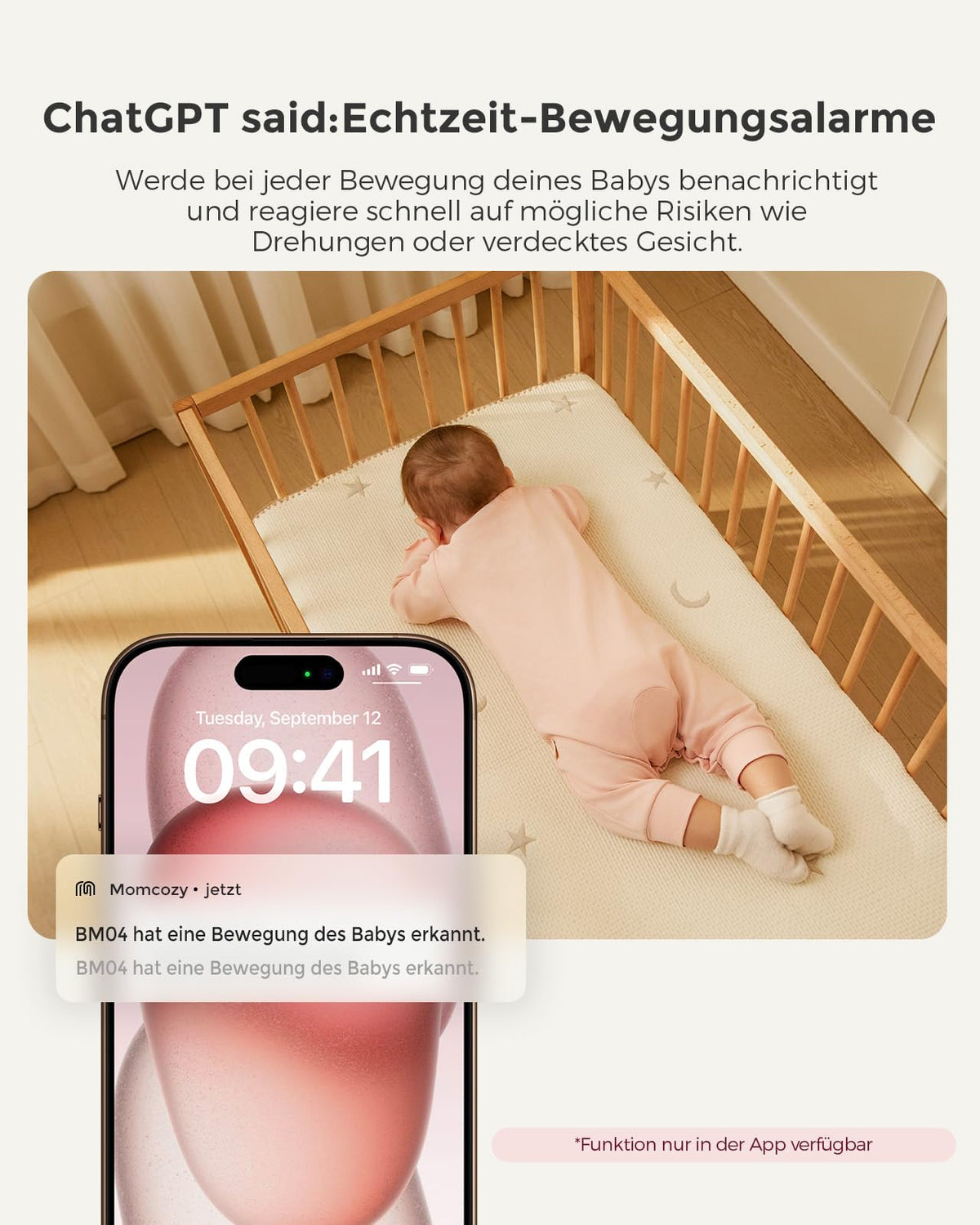Babyphone mit 2 Kameras BM04-1 5 Zoll WLAN 1080p Nachtsicht 2-Wege-Audio Bewegungserkennung App-Steuerung 4-fach Zoom