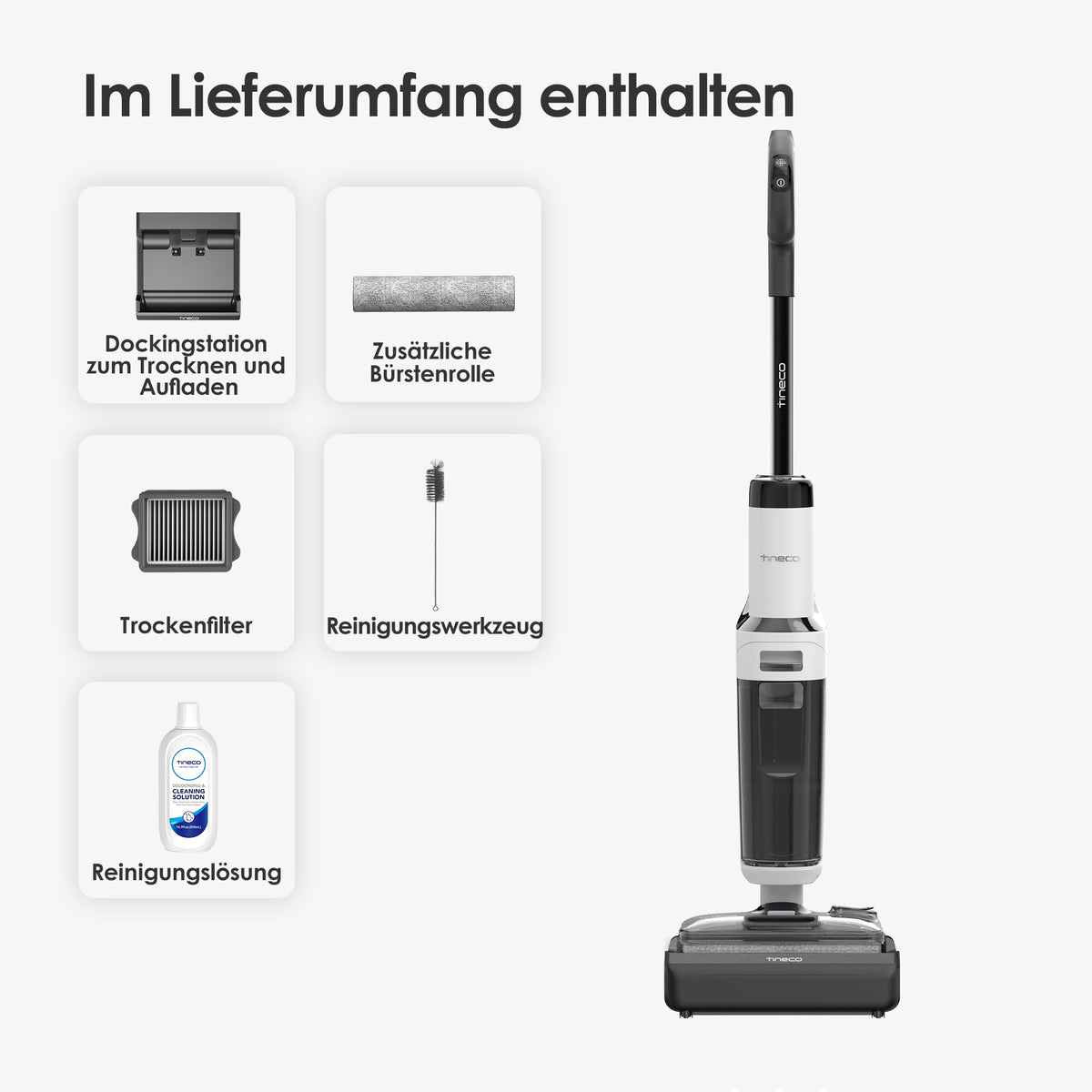 Nass-Trockensauger Floor One Stretch S6 180° Flachdesign 13 cm Liegehöhe 40 Min Laufzeit 21,6 V 85 °C Selbstreinigung HEPA-Filter