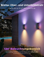Outdoor UpDown LED Wandleuchten 2er Pack RGBICWW 1400 lm 2700K–6500K IP66 WLAN Bluetooth Matter kompatibel