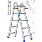 Aluminium Mehrzweckleiter 20 Sprossen 520 cm 150 kg ausziehbar Gelenkleiter Stehleiter Anlegeleiter
