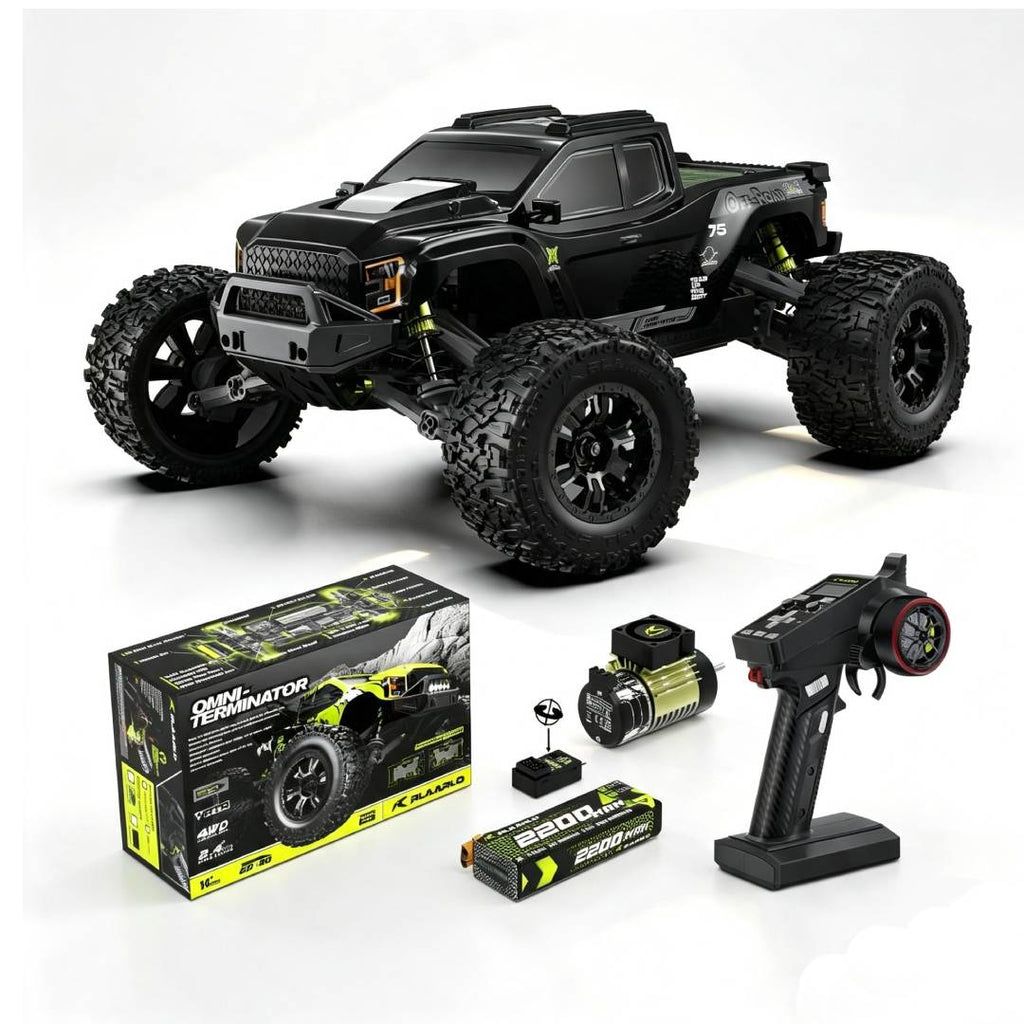 Brushless RC Monster Truck 1:10 4WD bis 50 km/h All-Terrain wasserdicht mit Carbonfaser und Fernsteuerung