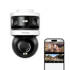 Dreifachobjektiv PoE Überwachungskamera außen 10MP+8MP 180° Panorama PTZ Auto-Tracking KI-Erkennung Farb- und IR-Nachtsicht 24/7-Aufzeichnung