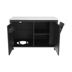 Outdoor-Küchenschrank mit Edelstahlplatte 2 Türen 4 Rollen Gasflaschenhalterung 127 x 67 x 90 cm