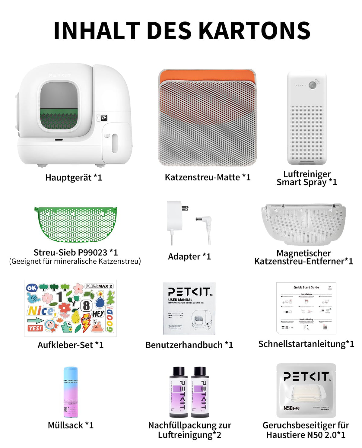 Katzentoilette selbstreinigend Pura Max 2 76 L App-Steuerung XSecure 8 kg Traglast 58 x 53 x 52,5 cm