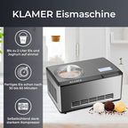 Eismaschine 2 in 1 mit Kompressor 2 L 180 W Edelstahl Kühl- und Heizfunktion Joghurt Eiscreme Maschine