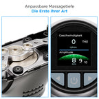 Massagepistole OM 4.0 Flex mit 8–12 mm Amplitude 5 Frequenzstufen 4000 mAh Akku 8 Aufsätzen und App