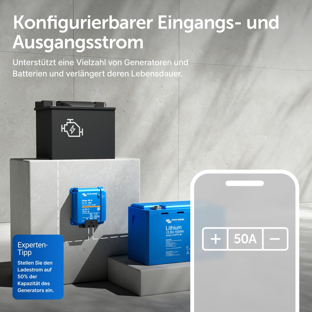 DC-DC Batterieladegerät Orion XS Smart 12/12 50A 700W mit konfigurierbarem Ladestrom und IP65 Schutz