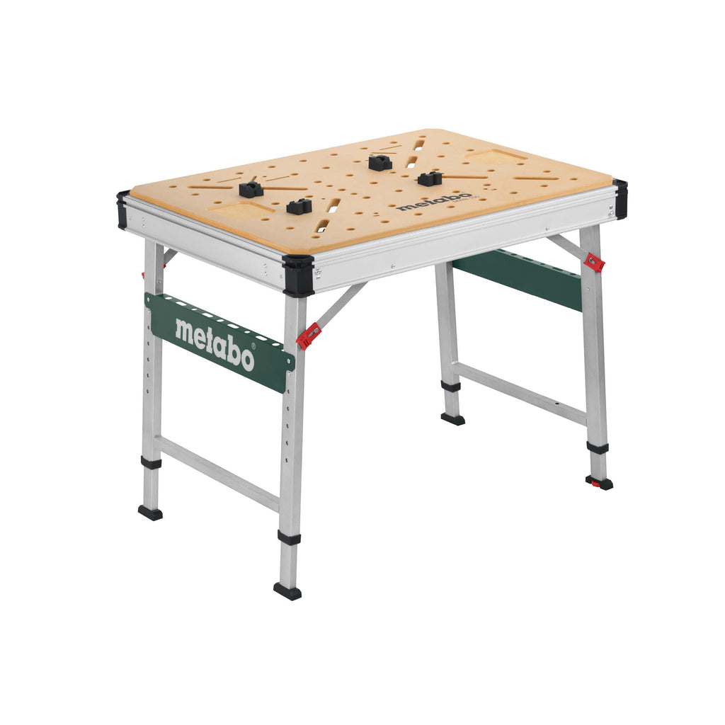 Multifunktionstisch MWB 100 Klappbare Werkbank Montagetisch mit 120 kg Traglast höhenverstellbar 2 Einhandzwingen 4 Bankhaken und 2 Eckverbinder
