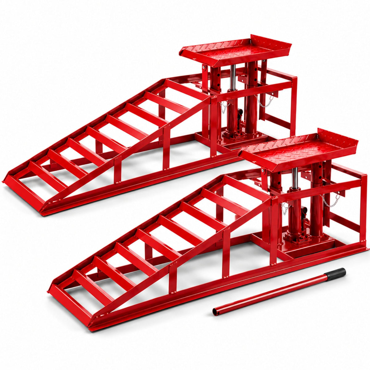 Auffahrrampen mit hydraulischem Wagenheber 2 t höhenverstellbar 290–375 mm Reifenbreite bis 257 mm Stahlkonstruktion