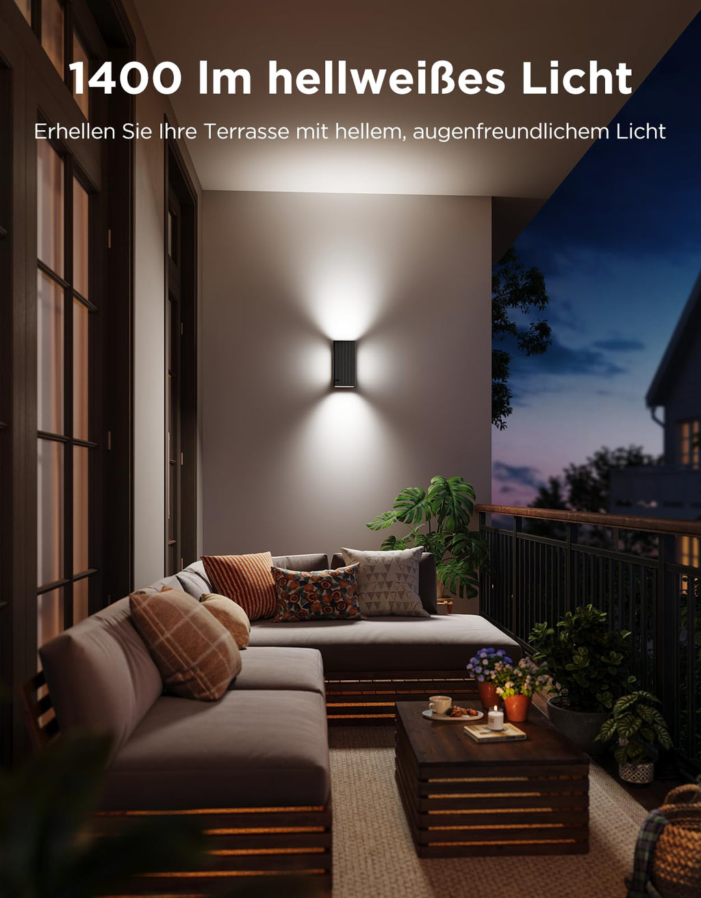 Outdoor UpDown LED Wandleuchten 2er Pack RGBICWW 1400 lm 2700K–6500K IP66 WLAN Bluetooth Matter kompatibel