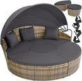 Polyrattan Sonneninsel Santorin II wetterfest 175 x 171 cm mit Sonnendach und Kissen