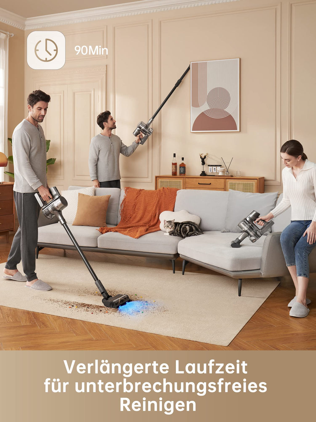 Akku-Staubsauger R20 190 AW 22000 Pa 90 Min Laufzeit 29,6 V HEPA-Filter 3 Leistungsstufen LED-Bürstenkopf Lasererkennung