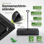 Sonnenschirmständer 162 kg befüllbar mit Rollen für Ampelschirme 84x84x21 cm Wasser Sand fahrbar