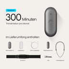 KI-Diktiergerät NotePin S mit Aufnahmetaste 64 GB 20 Stunden Aufnahme 4 Tragemodi Transkription und Zusammenfassungen