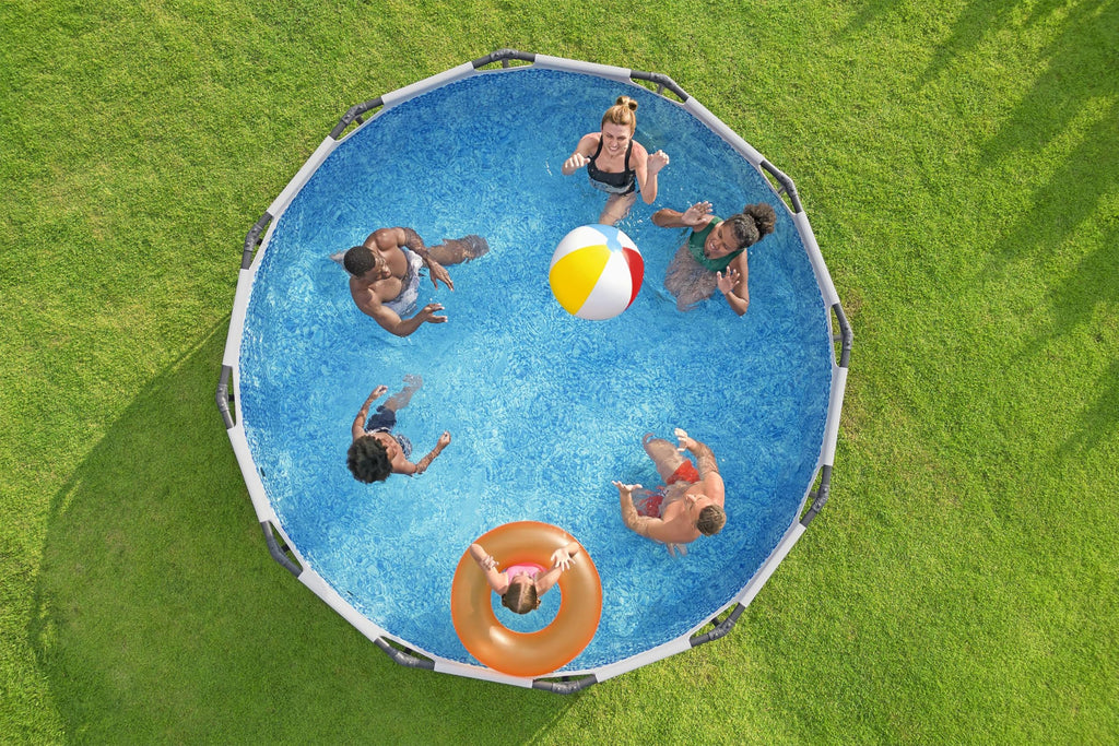 Aufstellpool Steel Pro MAX 366 x 100 cm 9150 l mit Filterpumpe 2006 l/h Sicherheitsleiter rund Modell 56418