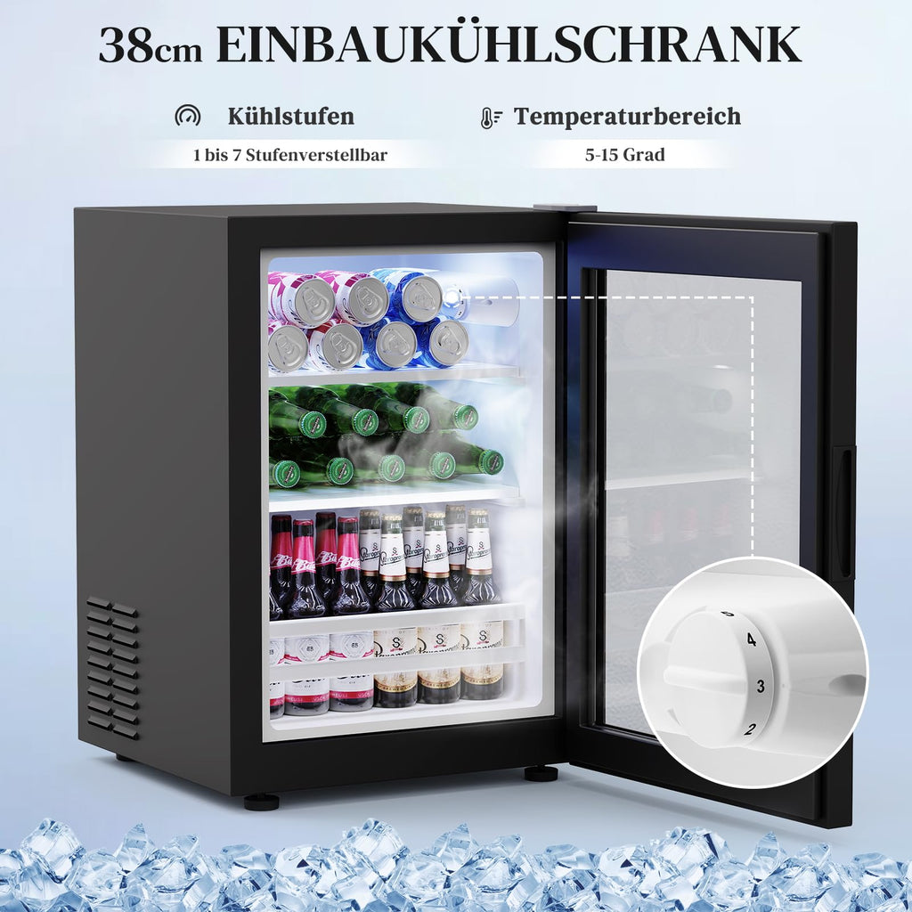 Barschrank mit Kühlschrank WR003B 120 x 40 x 78 cm LED-Beleuchtung 9 Weinregale Bewegungssensor