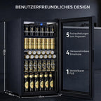 Getränkekühlschrank YC-86 86 Liter mit 4 Ablagen Glasfront LED-Beleuchtung und digitaler Temperaturregelung