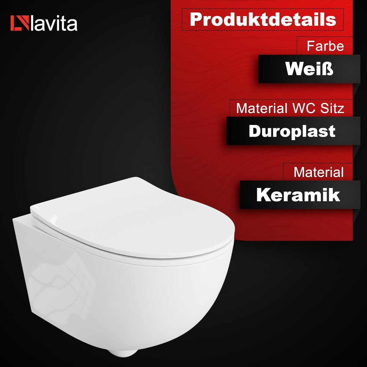 Vorwandelement WC Set DALIA Wand WC spülrandlos Tornado Spülsystem mit Soft-Close Sitz und Bedienplatte Weiß