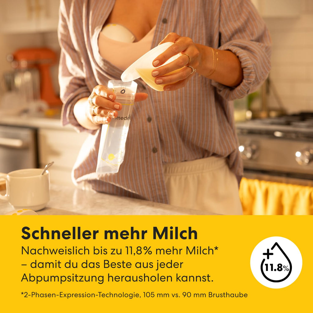 Tragbare elektrische Milchpumpe Motion InBra mit Akku 9 Saugstufen 24 mm Brusthaube 3 Silikoneinsätze Aufbewahrungstasche