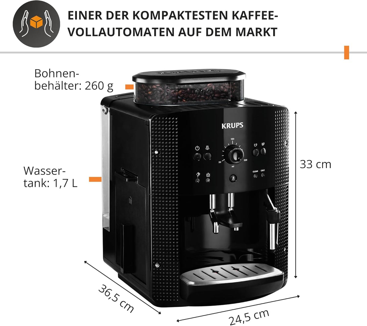 Kaffeevollautomat EA810870 1,8L 1450W mit Milchschaumdüse 2-Tassen Funktion Thermoblock System