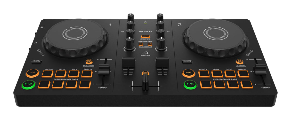 DJ-Controller DDJ-FLX2 2-Kanal USB-C kompatibel mit PC Mac Smartphone und Tablet