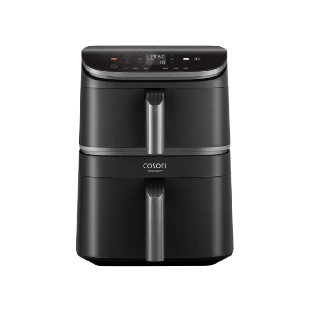 Heißluftfritteuse Turbo Tower Pro DC112 10,8 L 2630 W mit Keramikbeschichtung 2 Frittierkörben und Edelstahlrost