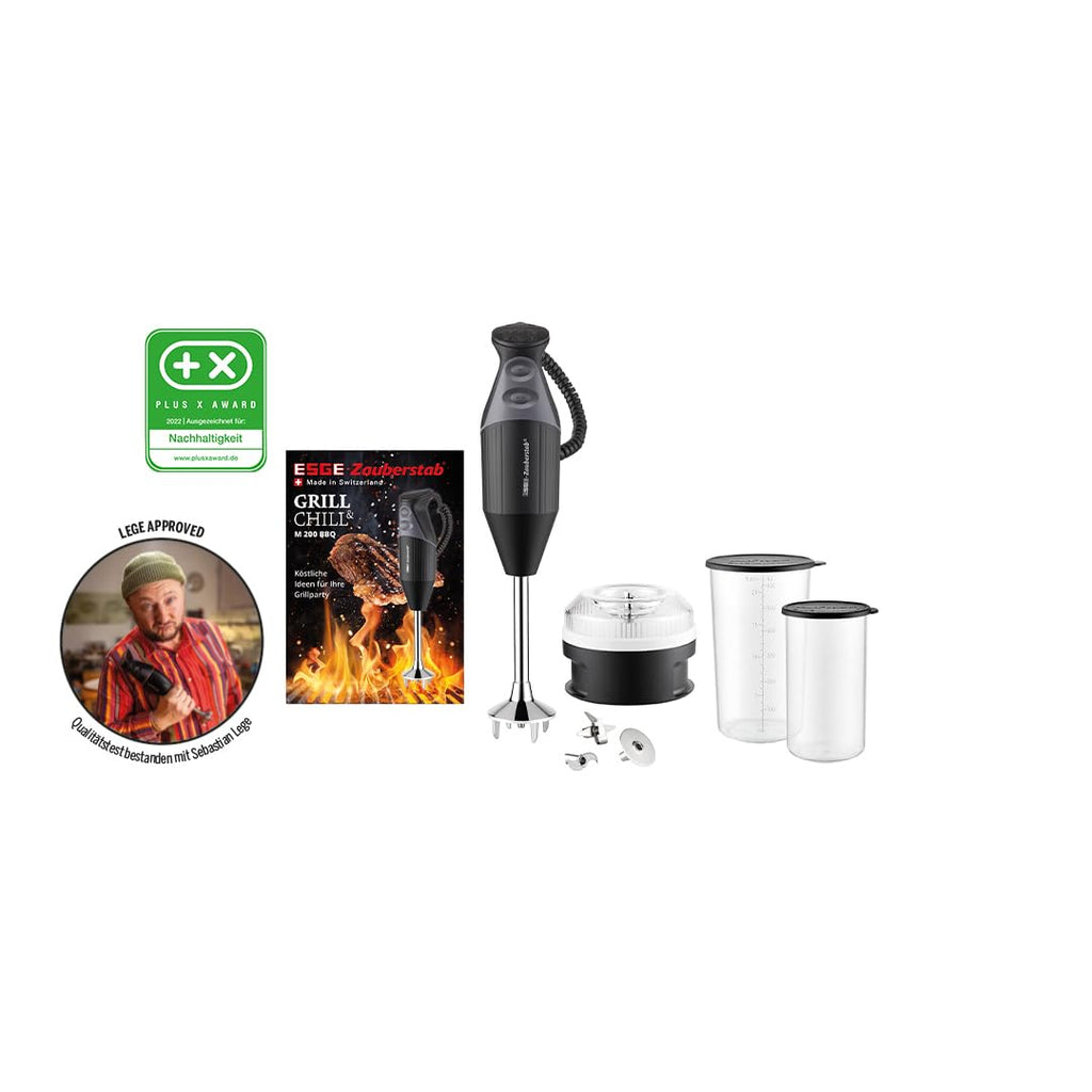 Stabmixer M200 BBQ 98215 200 W 2 Geschwindigkeitsstufen mit Zerkleinerer und Zubehör Set