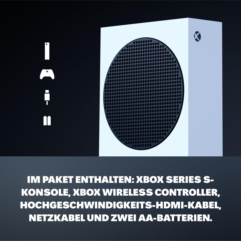 Xbox Series S Spielekonsole 512 GB SSD mit Wireless Controller HDMI-Kabel und Stromkabel