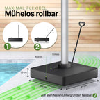 Sonnenschirmständer 162 kg befüllbar mit Rollen für Ampelschirme 84x84x21 cm Wasser Sand fahrbar