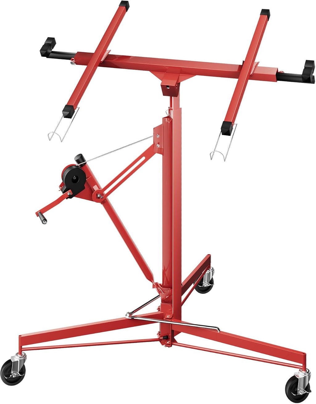 Plattenheber XXL 50790 Trockenbau 68kg Tragkraft 140–350cm Höhe 2,90m Breite 3 Rollen mit Feststellbremse rot