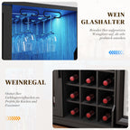 Barschrank mit Kühlschrank WR003B 120 x 40 x 78 cm LED-Beleuchtung 9 Weinregale Bewegungssensor